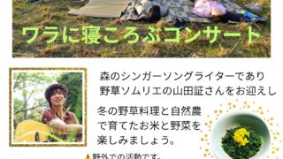 【大分】2/11(水祝) 冬の野草料理と、ワラに寝転ぶコンサート@佐伯市